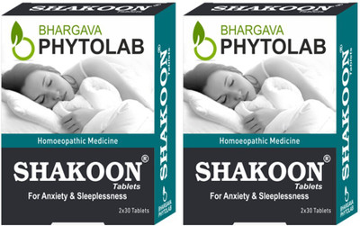 BHARGAVA Phytolab Shakoon Tablet for Improving Sleep, Reduces Headache, Stress, Anxiety Tablets(2 x 60 Units)