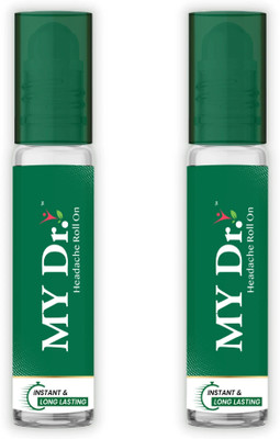 MY Dr. Headache Roll-On|Migraine,Stress,Sinus,Fatigue|No-Mess,No-Grease|Ayurvedic|2s PK Liquid(2 x 1 Units)