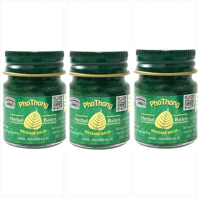 PHOTHONG Green Herb Pain cooling Blam (15g Each) Thailand Product Pack Of 3 Balm(3 x 15 g)