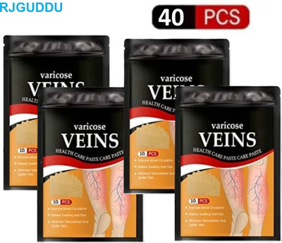 RJ GUDDU Natural Plant-Based Varicose Vein Patches for Circulation Boost – Pack of 4 Plaster & Patch(40 x 1 Patches)