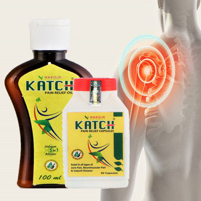 masolin HERBAL KATCH AYURVEDIC JOIN PAIN RELIEF OIL 100 ML AND CAPSULES 60CAP Liquid(2 Units)