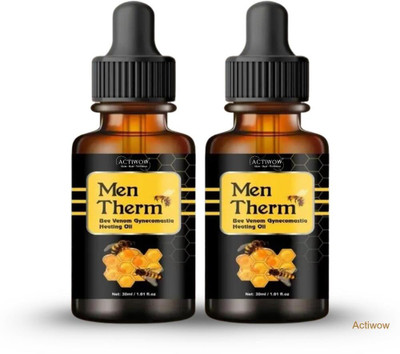 ACTIWOW Men Therm Bee Venom Heating Oil for Warm Tissues Before Workout Liquid(2 x 15 ml)