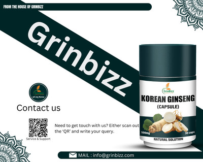 grinbizz Korean Ginseng Capsule Supports Immune System/Heart Health/Promote Endurance Capsules(2 x 30 Units)