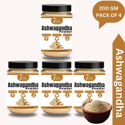 7Herbmaya Certified Organic Ashwagandha Root Powder Each 200g Powder(4 x 200 g)