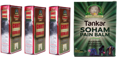 Tankar Ghrit Kumari Aloevera Hair Oil, 200ML (Pack Of 3) & Soham Pain Balm,25GR Liquid(2 x 312.5 ml)