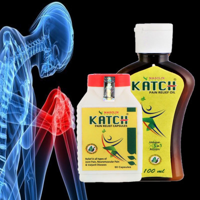 Masolin Herbal Katch Ayurvedic Pain Relief Oil 100ml and Capsules 60Caps Liquid(2 x 1 Units)