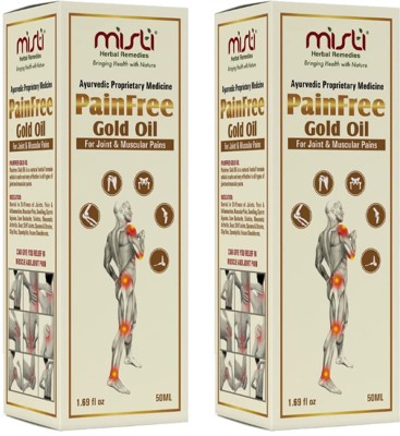 MISTI HERBAL REMEDIES Pain Free Gold Oil Ayurvedic Relief Oil, Joint Back Knee, Muscle Pain Pack of 2 Liquid(2 x 50 ml)