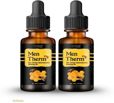 ACTIWOW Men Therm Bee Venom Heating Oil for Early AM Strength Sessions Liquid(2 x 15 ml)