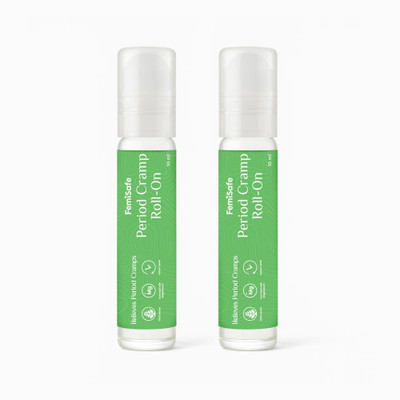 Femisafe Period Cramp Relief Roll-On Pack of 2 | Natural Herbal Pain Relief Liquid(2 x 10 ml)