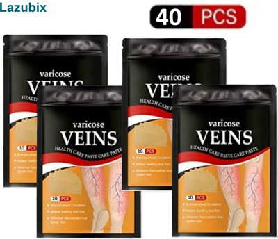 Lazubix Natural Plant-Based Varicose Vein Patches for Swelling Reduction – Pack of 4 Plaster & Patch(40 x 1 Patches)