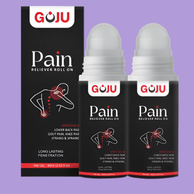 GOJU Portable Pain Reliever Roll-On for Headaches, Backaches, and Cramps-Pack of 2 Balm(2 x 60 ml)