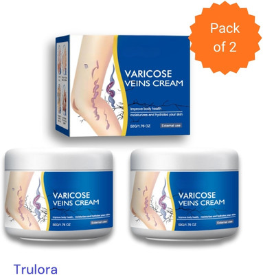 Trulora Varicose Veins Cream for Knee Swelling, Joint and Spider Vein Relief Pack of 2 Cream(2 x 50 g)