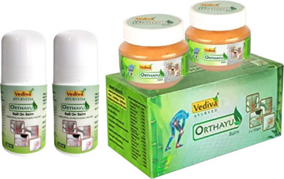 Orthayu Joint Pain Relief Balm with Headache, Back Pain Roll on 2 x 50ml Combo Balm(2 x 100 g)