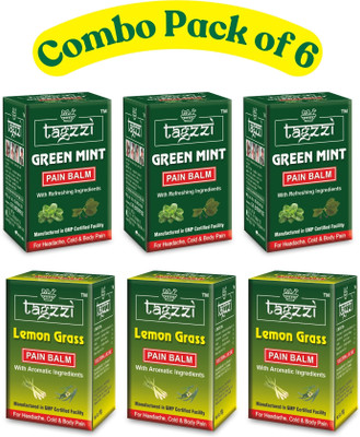 Tagzzi GREEN MINT (3PCS) AND LEMON GRASS (3PCS) PAIN BALM COMBO Balm(6 x 10 g)