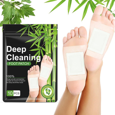 QOZWEID Deep cleansing foot patches with natural bamboo vinegar and ginger powder Foot care for detoxification, stress relief, pain relief, and removing dampness. Set of 10 patches(75 g)