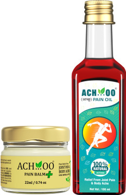 ACH...OO Herbal Pain Relief Oil & Pain Balm Plus Combo for Joint & Body Pain Relief Liquid(2 x 61 ml)