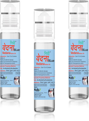 NIDHI AYURVEDIC Vedana BLue 30ml for Cough & Cold,Runny Nose,Headche Inhaler(3 x 10 ml)