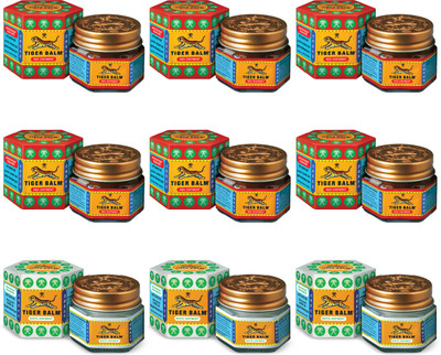 Tiger Balm Red & White Ointment Combo | 9ml | Pack of 9 | 6 Red & 3 White Balm(9 x 9 ml)