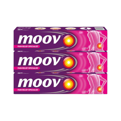 MOOV Fast Pain Relief,Body, Joints, Ortho like Medicine, Ointment, Balm for Men Women Cream(3 x 50 g)