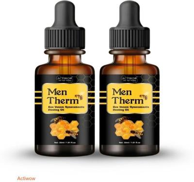 ACTIWOW Men Therm Bee Venom Heating Oil for Roller Massage Enhancement Liquid(2 x 15 ml)