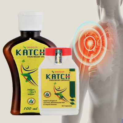 Masolin Herbal Katch Ayurvedic Pain Relief- Oil 100ml and Capsule 60Caps Liquid(2 x 1 Units)