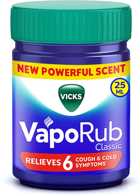 VICKS Relief From Cold, Cough, Blocked Nose, Headache, Body ache, Muscular stiffness and Breathing difficulty Vaporub Balm(25 ml)