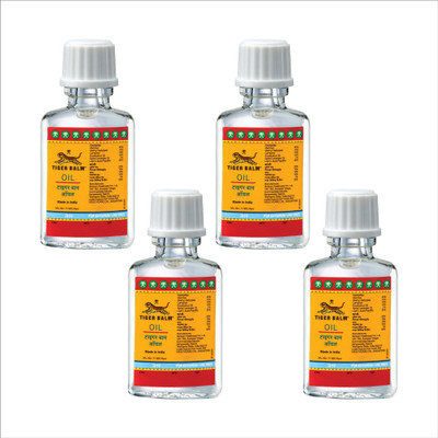 Tiger Balm Ayurvedic Pain Relief Oil 3ml each (Pack of 4) for Headache and Stuffy Nose Liquid(4 x 3 ml)
