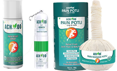 ACH...OO Pain Potli_100g+Pain Spray_100ml+2In1 Inhle_2ml (Set of 3) Spray(3 x 40.67 g)