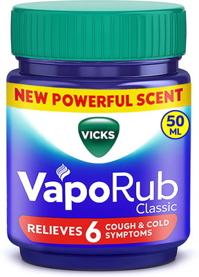 VICKS Relief From Cold, Cough, Blocked Nose, Headache, Body ache, Muscular stiffness and Breathing difficulty Vaporub Balm(50 ml)