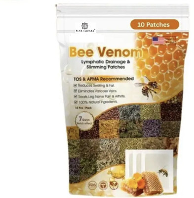Pink Square Bee Venom Foot Patches - Natural Toxin Remover Pads for Detox, Skin Renewal Plaster & Patch(10 Patches)