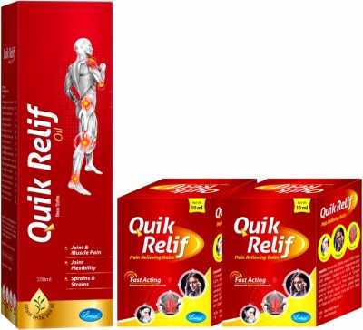 Quik Relif Herbal Oil For Joint & Muscle Pain (1x100ml) + Herbal Balm (2x10ml) Pain Relieving Combo Liquid(3 x 40 ml)