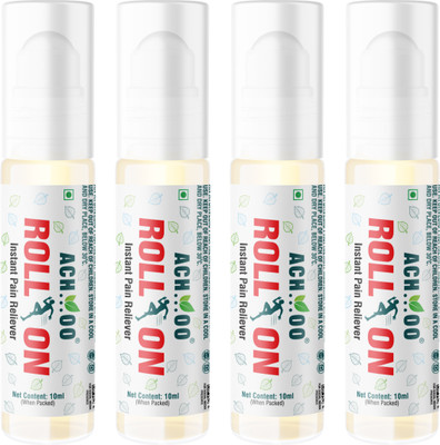 ACH...OO Achoo Roll On - Relief from Headaches and Joints pain - 10ml (Pack of 4) Liquid(4 x 10 ml)