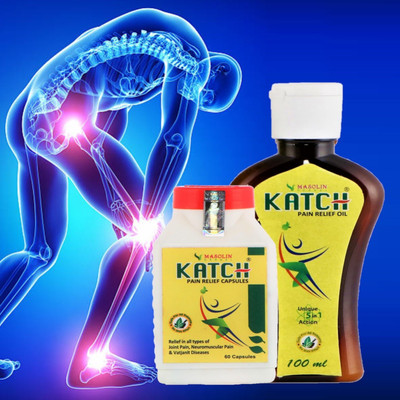 Masolin Herbal Katch Pain Relief Ayurvedic - Oil 100ml and Capsule 60Caps Liquid(2 x 1 Units)