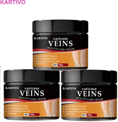 KARTIVO Varicose Veins Cream Trio Pack – Fast Absorbing Formula Cream(3 x 100 g)