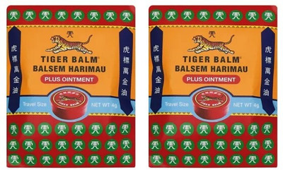 Tiger Balm RED OINTMENT 4 GM (PACK OF 2) TRAVEL SIZE Balm(2 x 4 g)