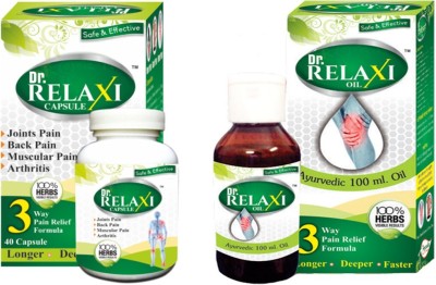 DR Relaxi Rajasthan Herbals Caspule (Ayurvedic) for Joint Pain 40 capsules with Ayurvedic oil for Body and Joint Pain (100ml) Liquid(2 x 1 Units)