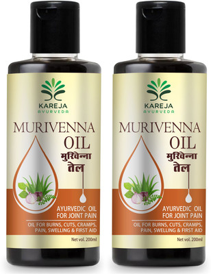 KAREJA AYURVEDA Murivenna Oil For Burns, Cuts, and Sprains (Pack of 2) Liquid(2 x 200 ml)