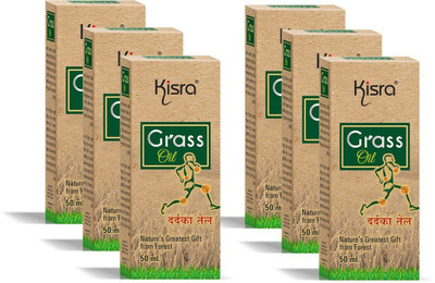KISRA Grass Ayurvedic Pain relief Oil For Body, Back, Knee and Legs Liquid Liquid(6 x 50 ml)