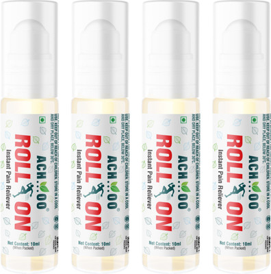 ACH...OO Pain Roll On - Relief from Headaches, Body Pain and Joints Pain Liquid(4 x 10 ml)