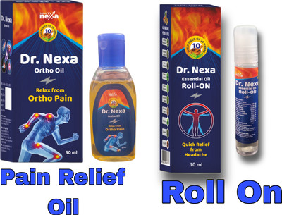 indkus nexa Dr Nexa (1 Pain Relief Oil 50ml) and (1 Pain Relief Roll On 10ml) Liquid(2 x 1 Units)