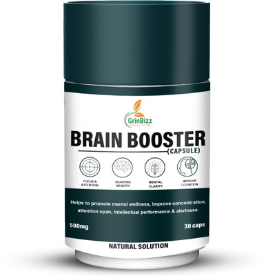 grinbizz Brain Booster Capsule Improve Learning Power/Support Healthy Brain/Stress Relief(30 Capsules)