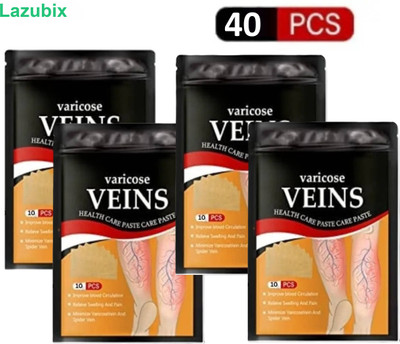 Lazubix Natural Plant-Based Varicose Vein Patches for Mobility Ease – Pack of 4 Plaster & Patch(40 x 1 Patches)