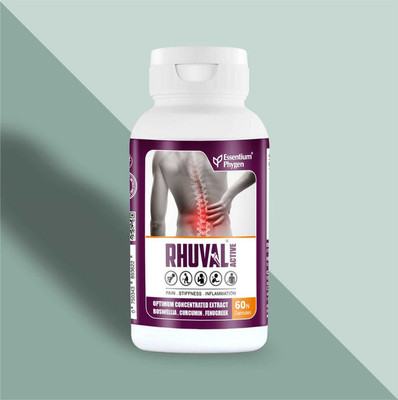ESSENTIUM PHYGEN Rhuval Active Pain Relief Formula for Joints, Stiffness, Back, Legs, Arms and Knee, 60 Capsules(125 g)