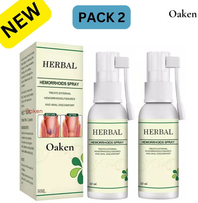 Oaken Natural Herbal Hemorrhoids Spray | Quick Pain Relief for Piles & Itching Spray(2 x 50 ml)