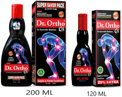 Dr. Ortho Joint Pain Relief Ayurvedic Oil Liquid 200ML + 120ML Liquid(2 x 160 ml)