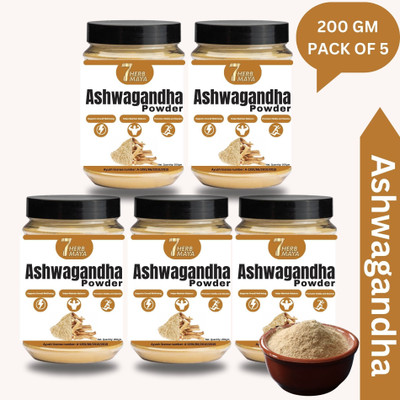 7Herbmaya Certified Organic Ashwagandha Root Powder Each 200g Powder(5 x 200 g)