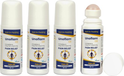 Unoflam Oil for Joint and Muscle Pain Relief. Roll on Packing. Pack of 240 ml Liquid(4 x 60 ml)