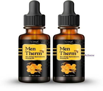 ACTIWOW Men Therm Bee Venom Heating Oil for Muscle Boosting Warm Rub Liquid(2 x 15 ml)