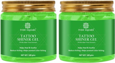 Pink Square Tattoo Shiner Gel with AloeVera Extract Heals Skin Pack 2 of 100G(200 g)