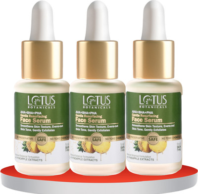 Lotus Botanicals AHA+BHA+PHA & Pineapple Gentle Resurfacing Face Serum ( Pack of 3 )(42 ml)